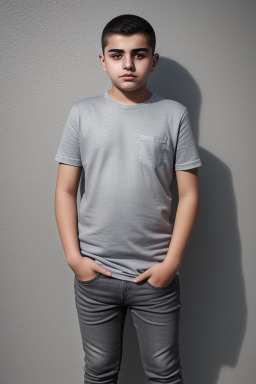 Azerbaijani teenager boy with  gray hair