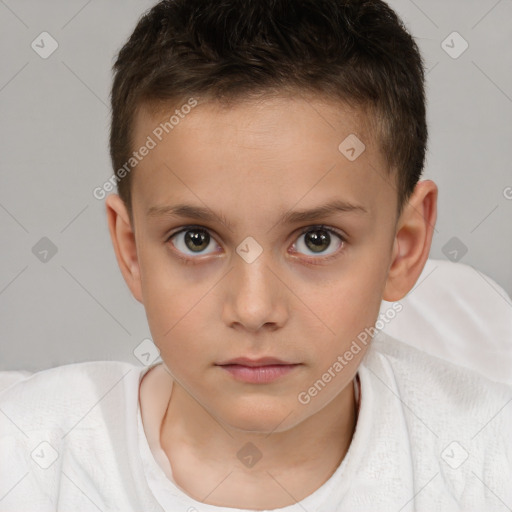 Neutral white child male with short  brown hair and brown eyes