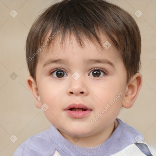 Neutral white child male with short  brown hair and brown eyes