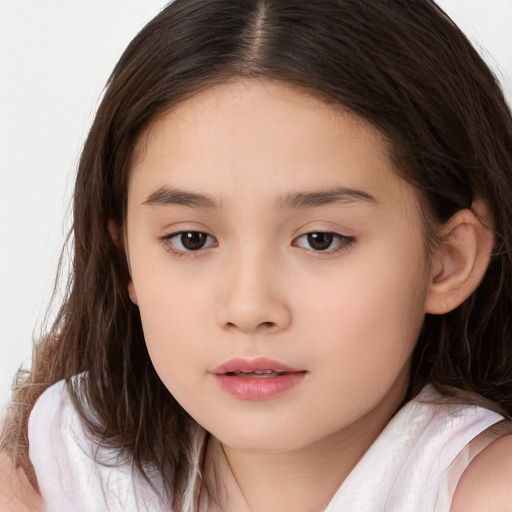 Neutral white child female with medium  brown hair and brown eyes