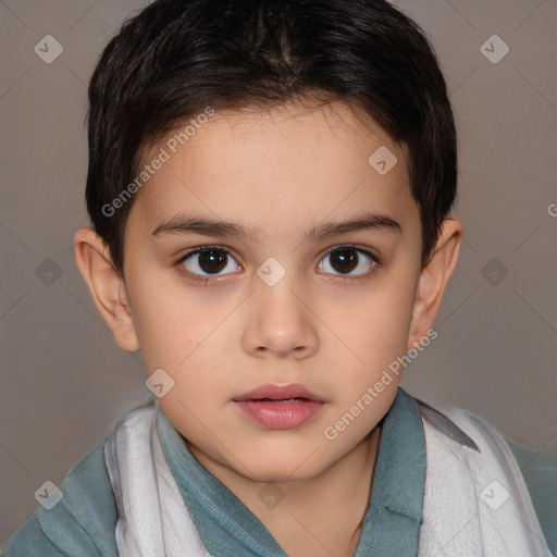 Neutral white child female with short  brown hair and brown eyes