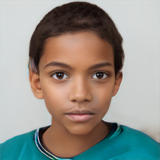 Neutral black child female with short  brown hair and brown eyes