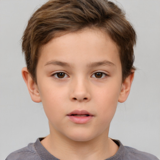 Neutral white child male with short  brown hair and brown eyes