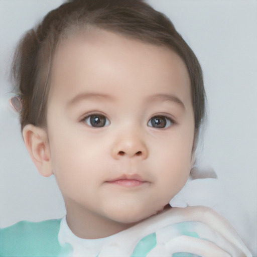 Neutral white child female with short  brown hair and brown eyes