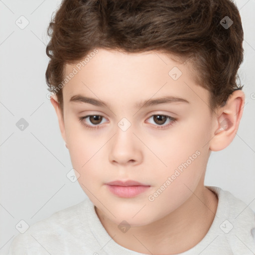 Neutral white child female with short  brown hair and brown eyes