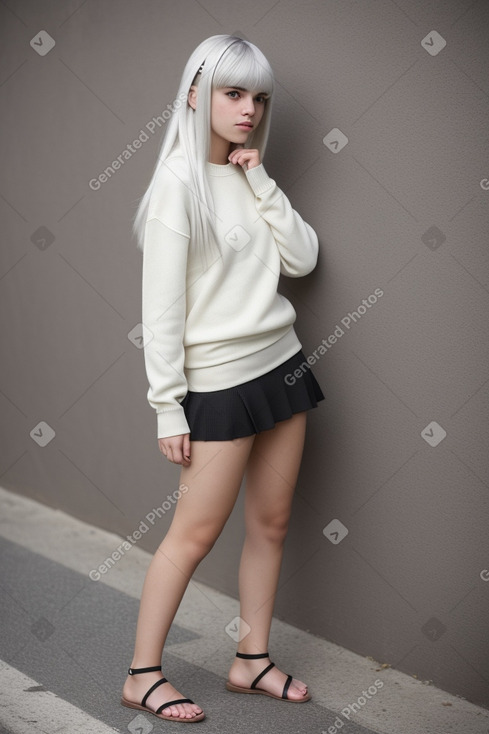 Portuguese teenager girl with  white hair