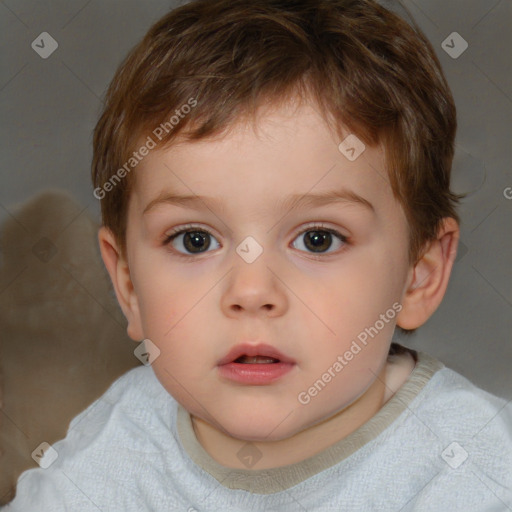 Neutral white child male with short  brown hair and brown eyes