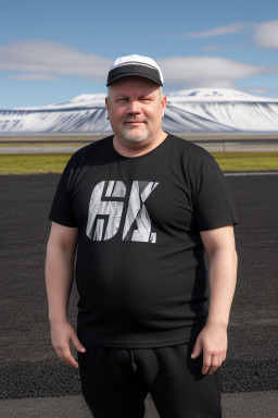 Icelandic middle-aged male with  black hair