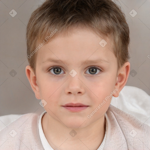 Neutral white child male with short  brown hair and brown eyes