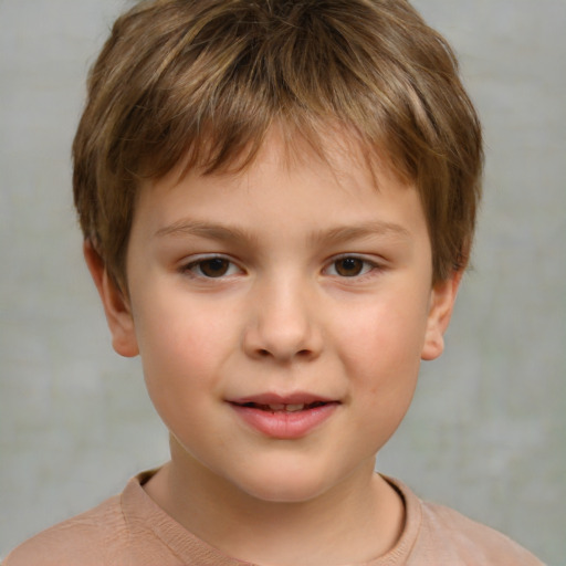 Neutral white child male with short  brown hair and brown eyes