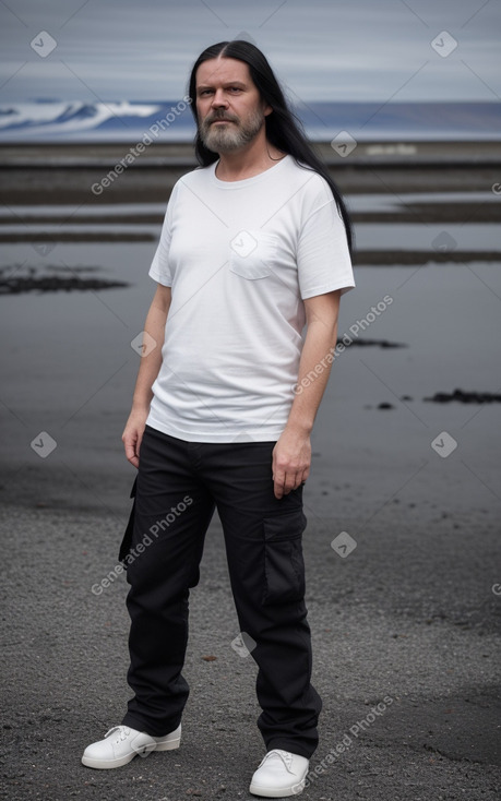 Icelandic middle-aged male with  black hair