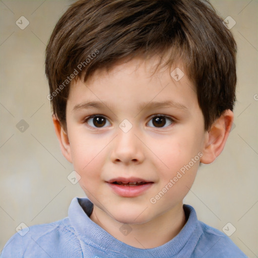 Neutral white child male with short  brown hair and brown eyes