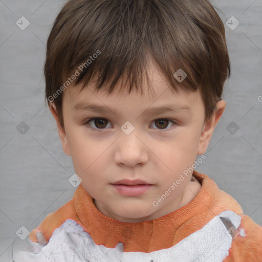 Neutral white child male with short  brown hair and brown eyes