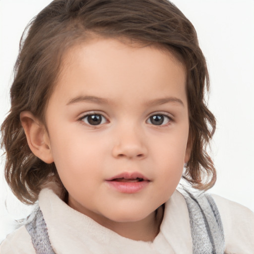 Neutral white child female with medium  brown hair and brown eyes