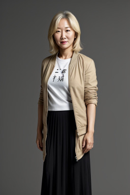 Korean middle-aged female with  blonde hair