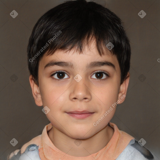 Neutral white child male with short  brown hair and brown eyes