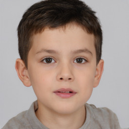 Neutral white child male with short  brown hair and brown eyes