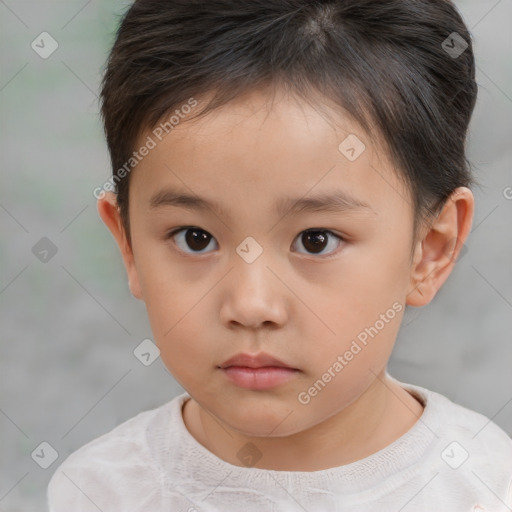 Neutral white child female with short  brown hair and brown eyes