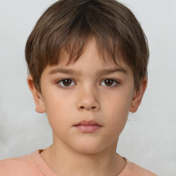 Neutral white child male with short  brown hair and brown eyes