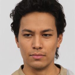 Neutral asian young-adult male with short  brown hair and brown eyes