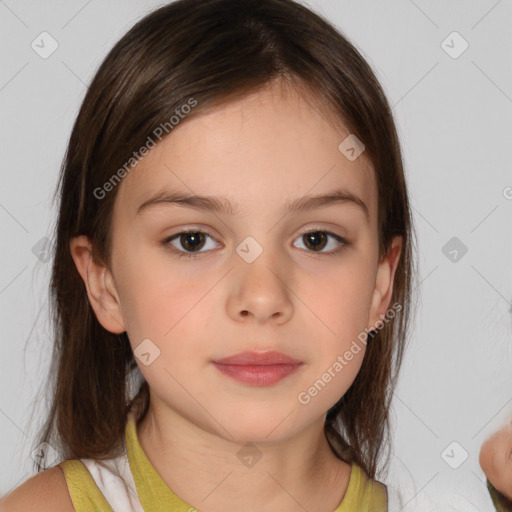 Neutral white child female with medium  brown hair and brown eyes