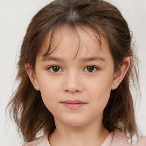 Neutral white child female with medium  brown hair and brown eyes