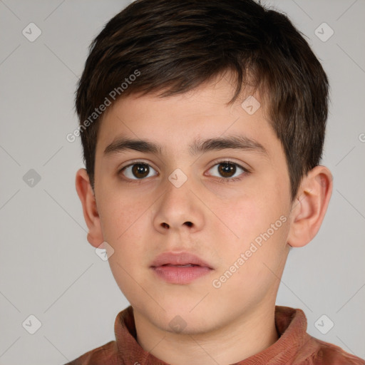 Neutral white child male with short  brown hair and brown eyes