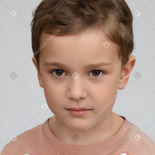 Neutral white child male with short  brown hair and brown eyes