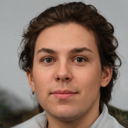 Neutral white young-adult male with medium  brown hair and brown eyes