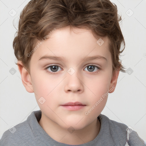 Neutral white child male with short  brown hair and brown eyes