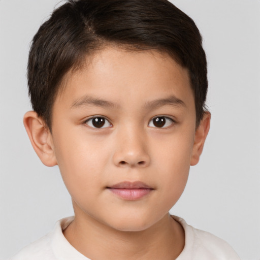 Neutral white child male with short  brown hair and brown eyes