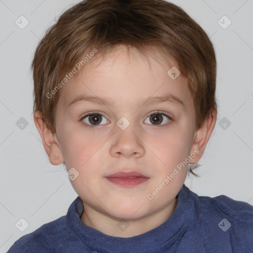 Neutral white child male with short  brown hair and brown eyes