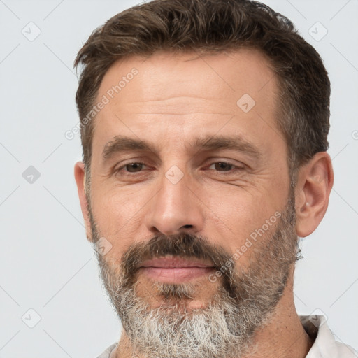 Neutral white adult male with short  brown hair and brown eyes