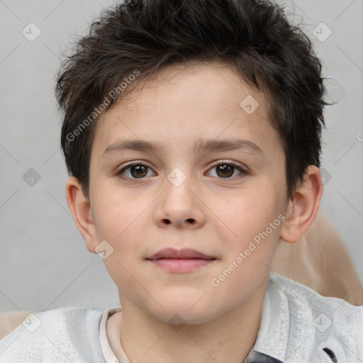 Neutral white child male with short  brown hair and brown eyes