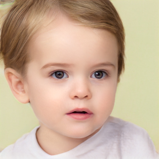 Neutral white child female with short  brown hair and brown eyes