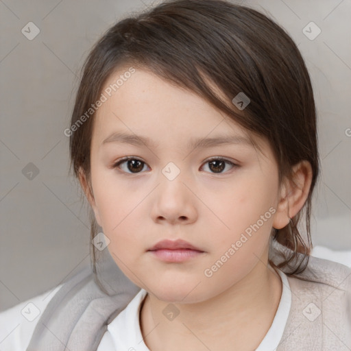 Neutral white child female with medium  brown hair and brown eyes