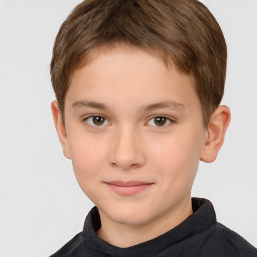 Neutral white child male with short  brown hair and brown eyes