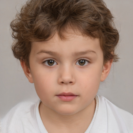 Neutral white child male with short  brown hair and brown eyes