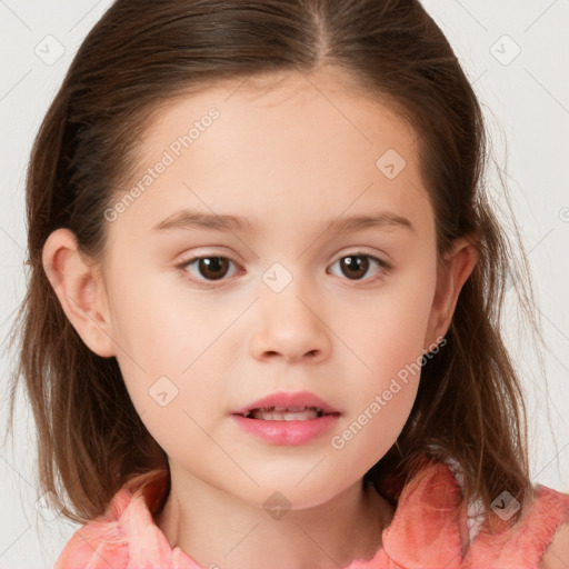 Neutral white child female with medium  brown hair and brown eyes