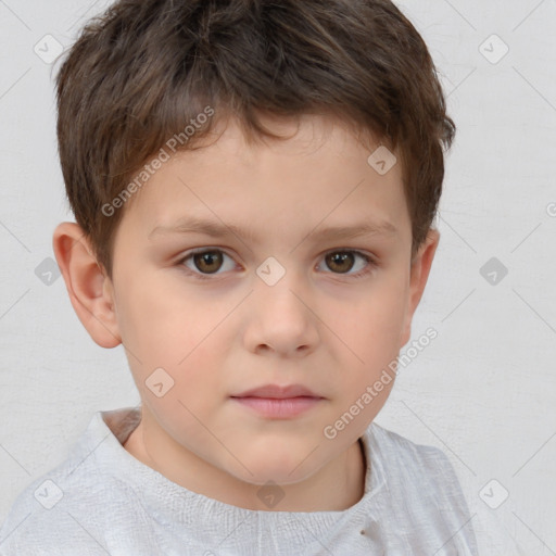 Neutral white child male with short  brown hair and brown eyes