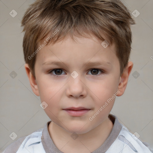 Neutral white child male with short  brown hair and brown eyes