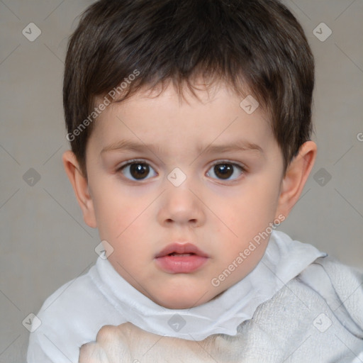 Neutral white child male with short  brown hair and brown eyes