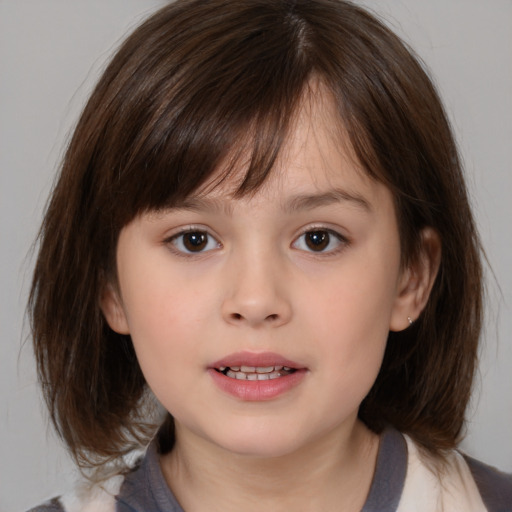 Neutral white child female with medium  brown hair and brown eyes