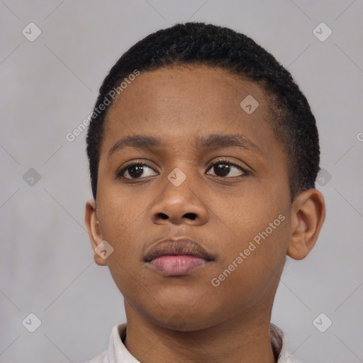 Neutral black young-adult male with short  brown hair and brown eyes