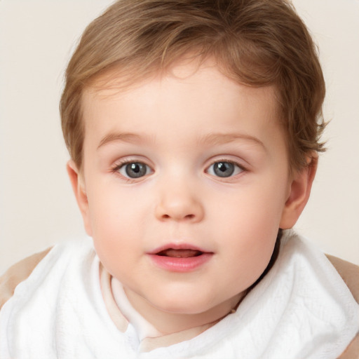 Neutral white child female with short  brown hair and brown eyes