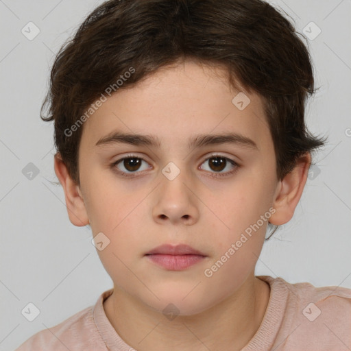 Neutral white child female with short  brown hair and brown eyes