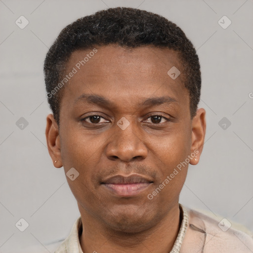 Neutral latino young-adult male with short  brown hair and brown eyes