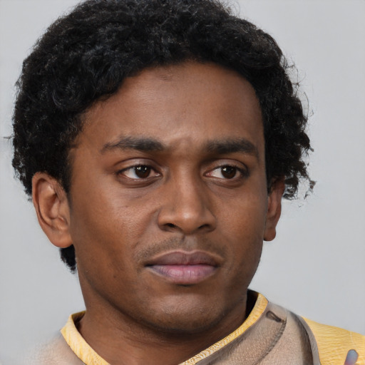 Neutral latino young-adult male with short  brown hair and brown eyes