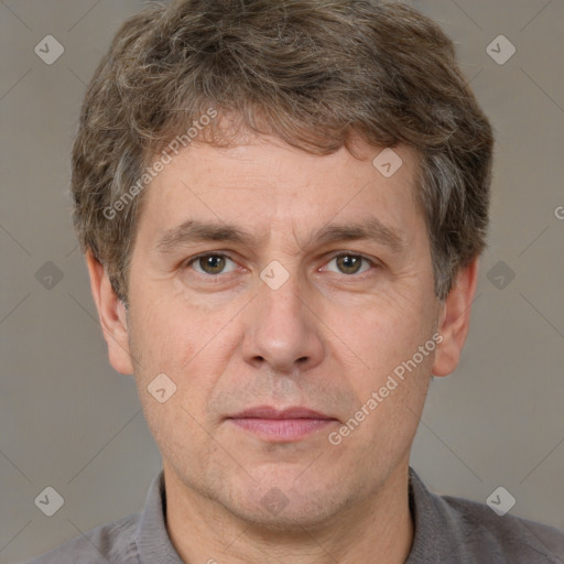 Neutral white adult male with short  brown hair and brown eyes