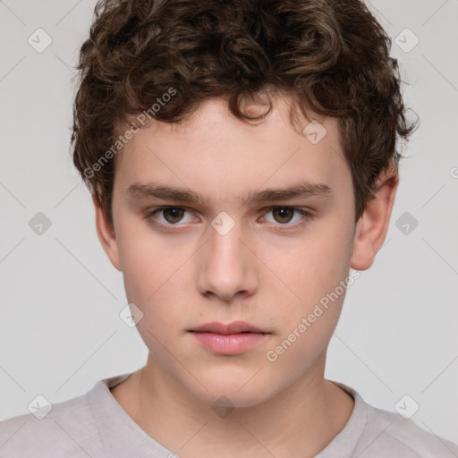 Neutral white child male with short  brown hair and brown eyes